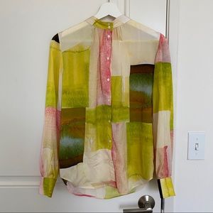 (Brand new)Mango yellow printed blouse